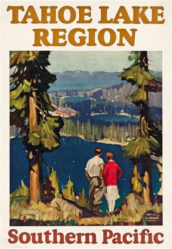 MAURICE LOGAN (1886-1977). SOUTHERN PACIFIC / [SEE CALIFORNIA] & [LAKE TAHOE]. Two posters. 1928-1929. Each 23x16 inches, 58½x40¾ cm.